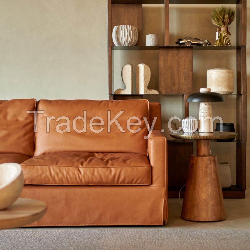 Dark Brown Genuine Leather Sofa