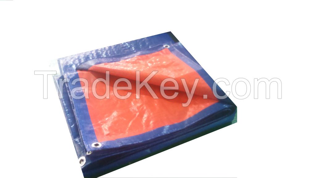 Royal Blue/ Orange Medium tarp// plastic bar corner// AL eyelet punching