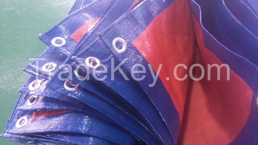 Royal Blue/ Orange Medium tarp// plastic bar corner// AL eyelet punching