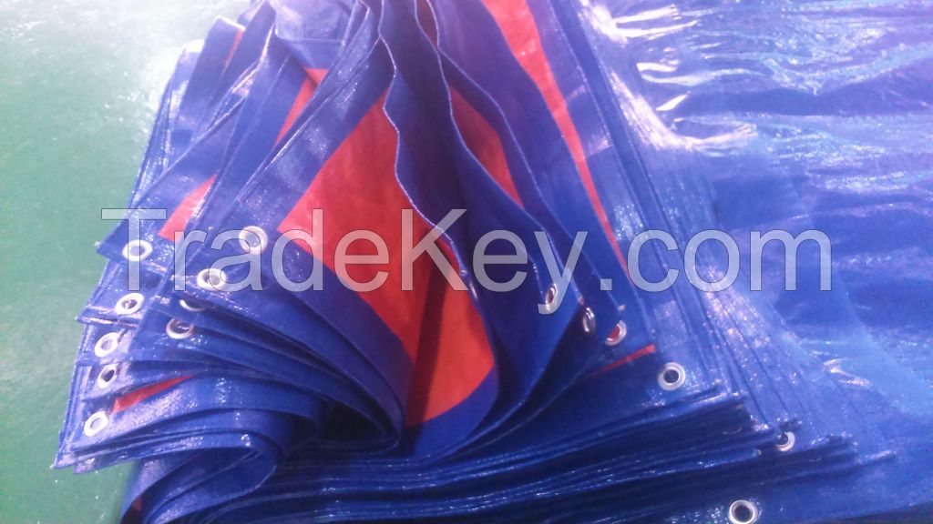 Royal Blue/ Orange Medium tarp// plastic bar corner// AL eyelet punching