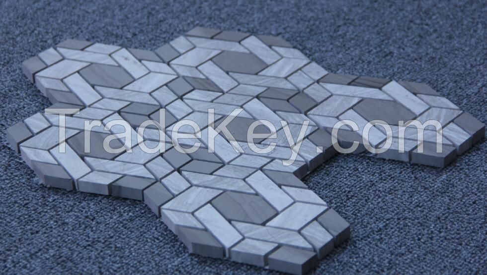 Carrara White 1x1-7/8 Rhomboid Diamond Mosaic Tile