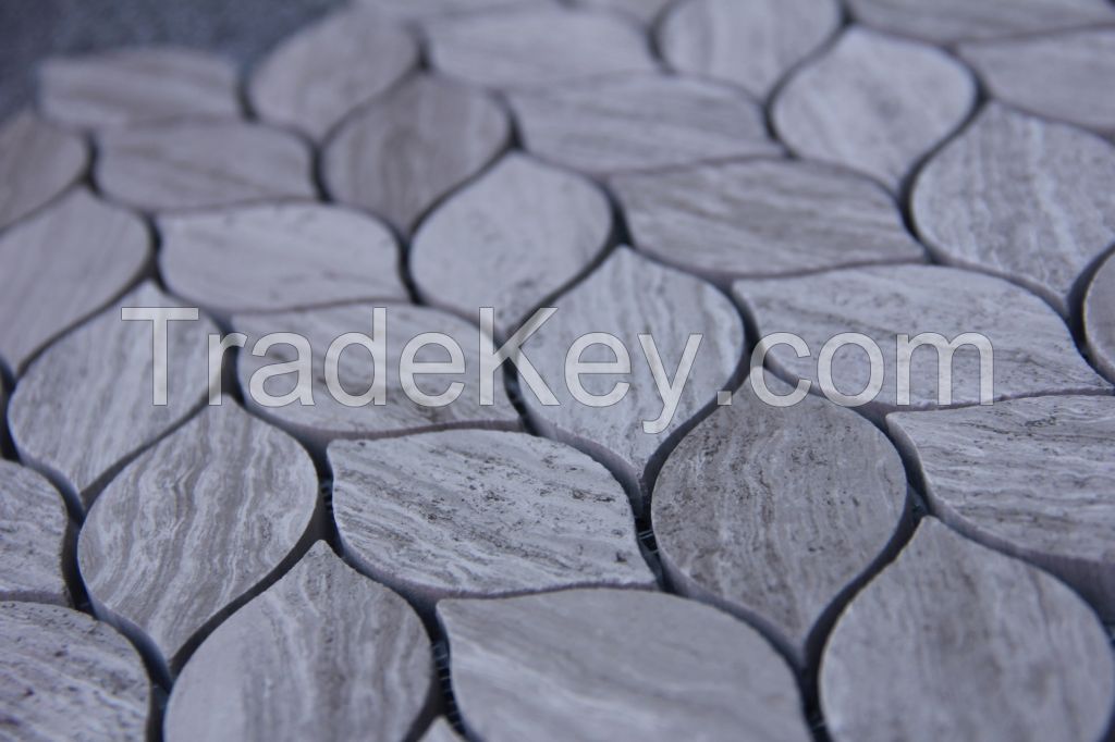 Grey Wood Leaf mosaic, tile