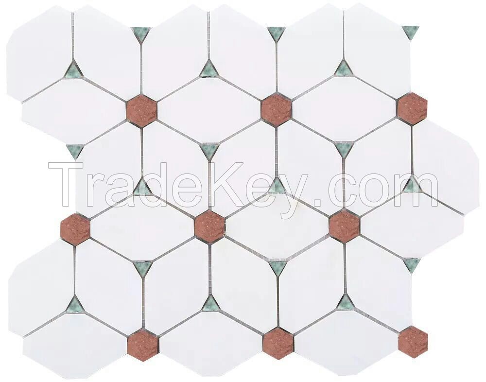 Sivec White 2 inch Hexagon Mosaic Tile Polished