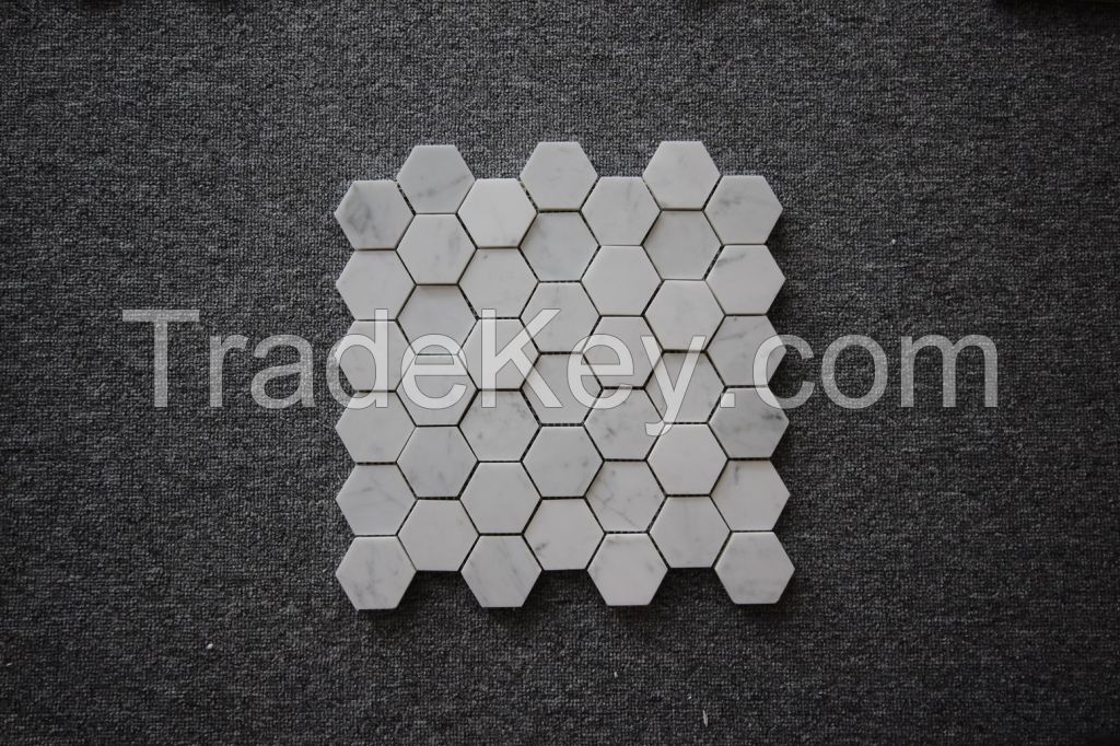 Bianco Carrara White Marble Hexagon Mosaic Tile