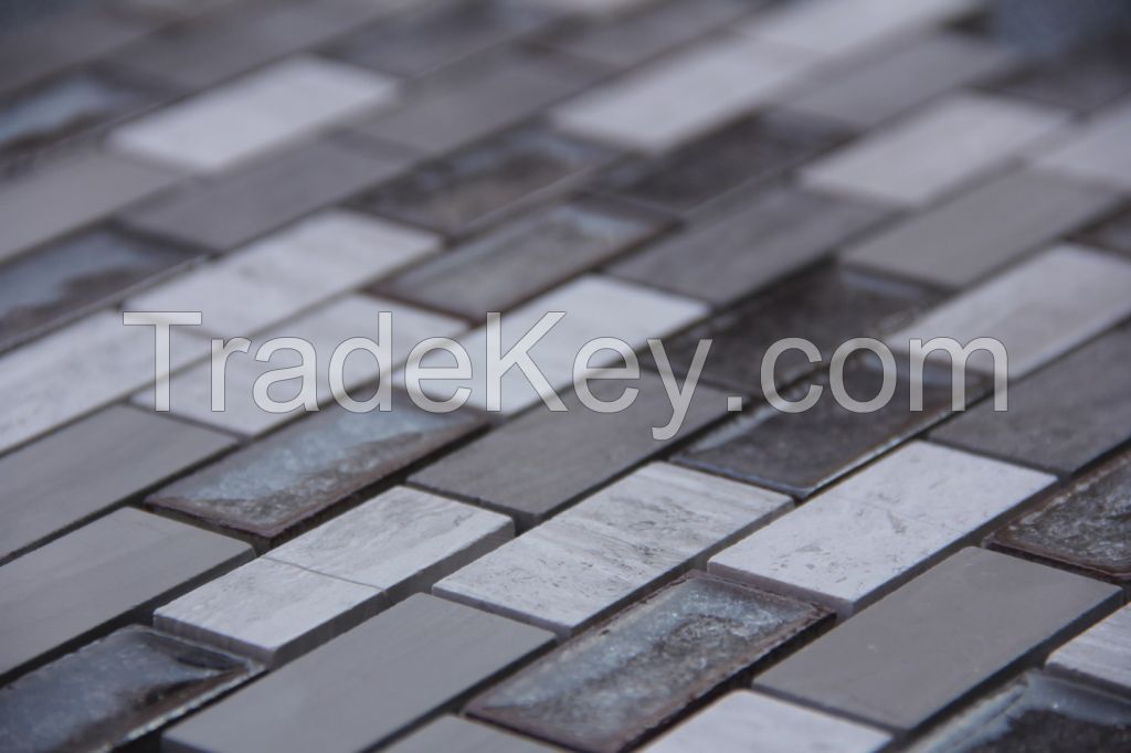 Silver Wood and Striation Elegant Mosaic
