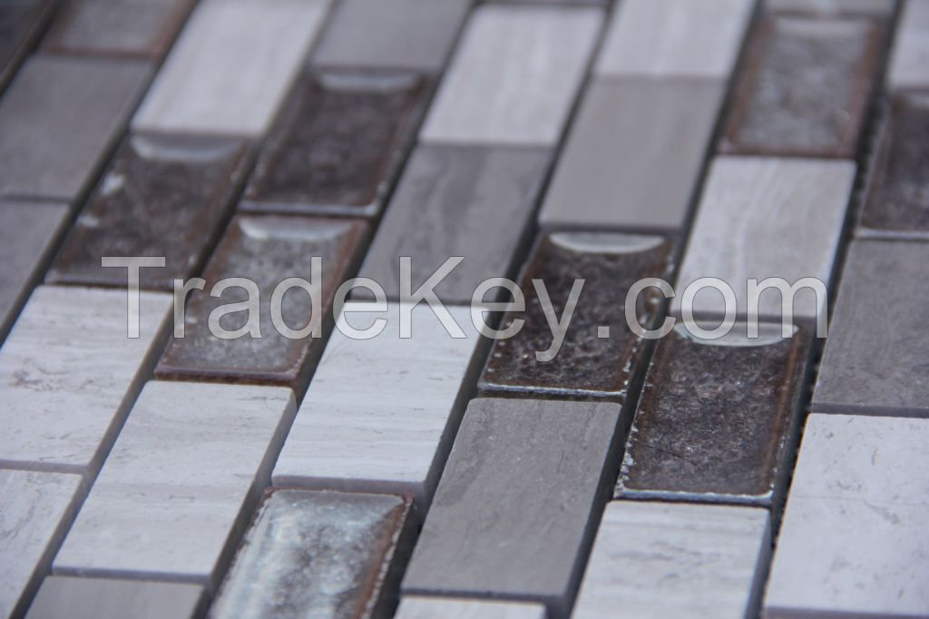 Silver Wood and Striation Elegant Mosaic