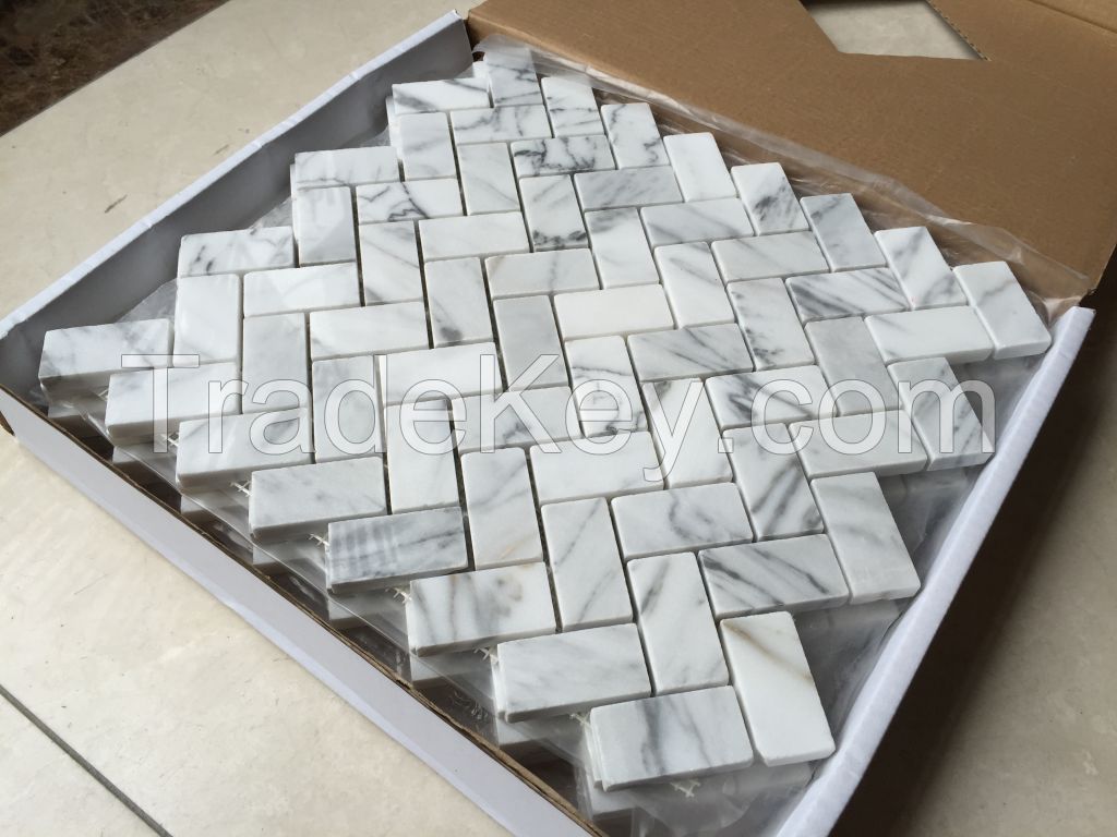 Italy Venato Carrara Herringbone  Mosaic Tile
