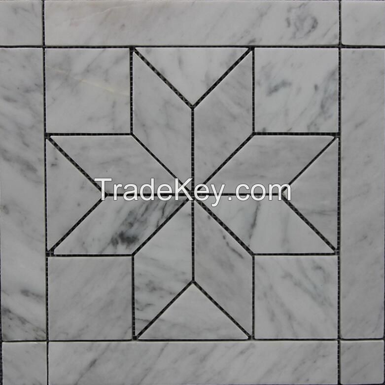 Carrara white flower shape mosaic