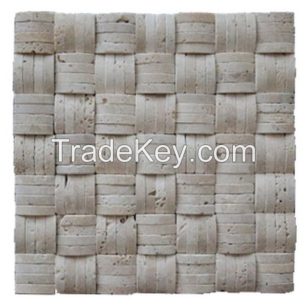 Travertine marble basketweave mosaic tile antique