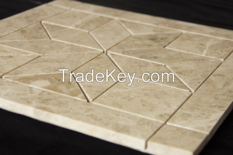 Turkish light brown flower shape tile mosaic