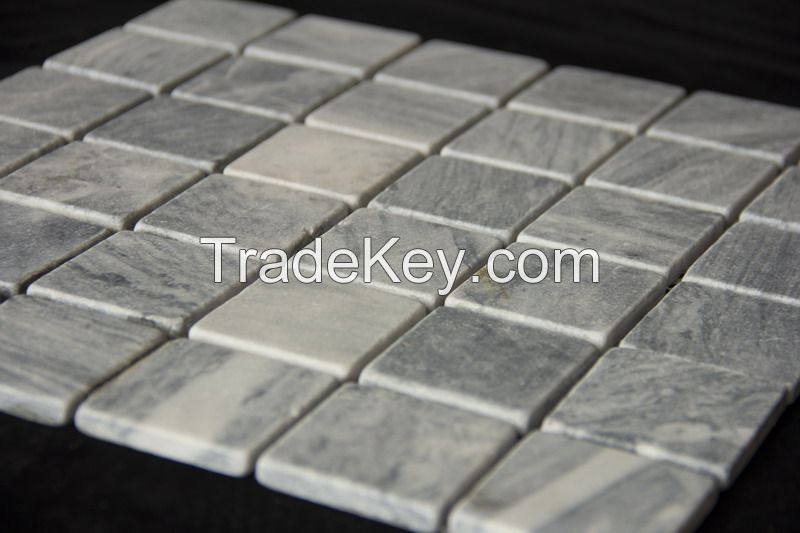 Grey marble square antique honed mosaic tile