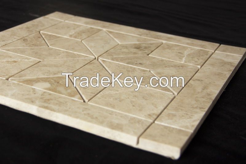 Turkish light brown flower shape tile mosaic