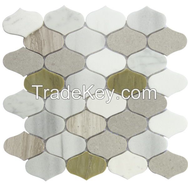 Multi marble color tile mosaic round lantern shape mosaic