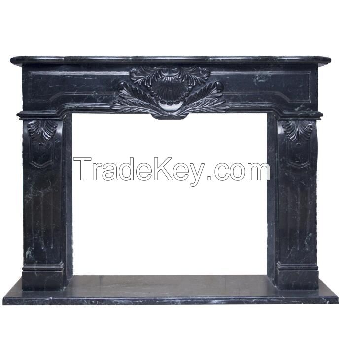 Natrual Marble Natural Stone Black Marquina Fireplace