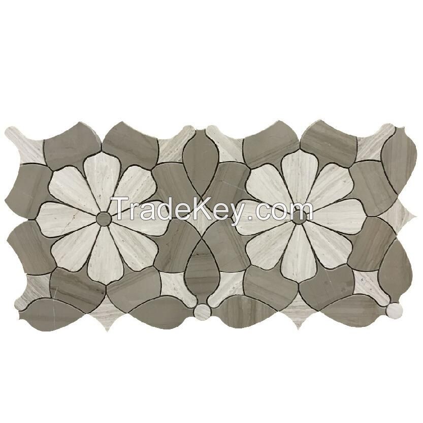 Striation Elegant  and SStriation Elegant  and Silver Serpeggiant Flower Shanpe Marble Mosaic