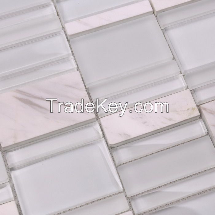 Stone Mix Glass Mosaic Long Strip New Design PFHKS40
