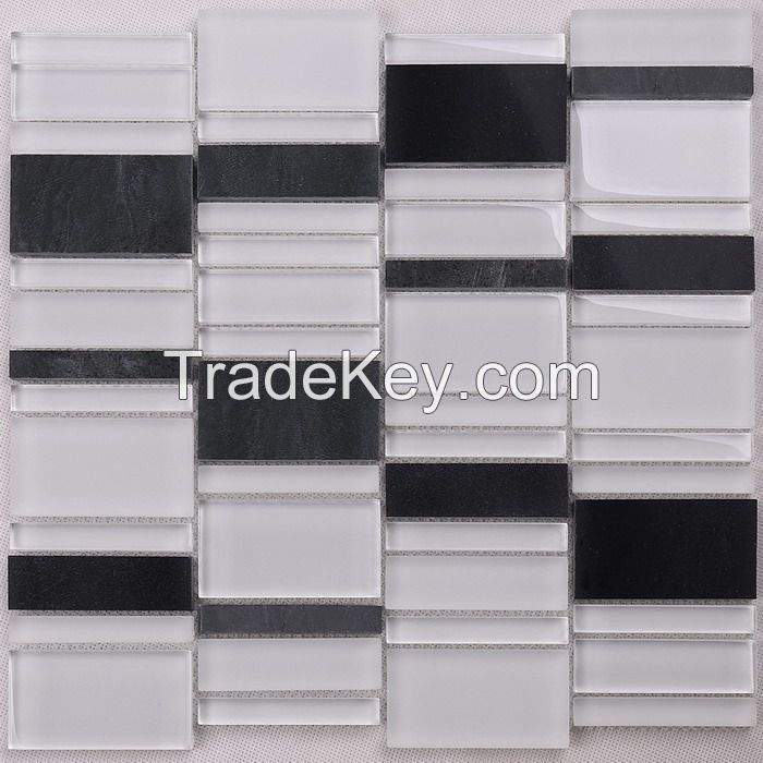 Stone Mix Glass Mosaic Long Strip New Design PFHKS42