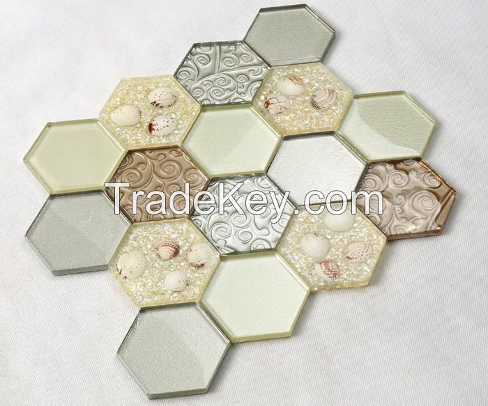 Stone Mix Glass Mosaic Hexagon New Design PFHLJ11