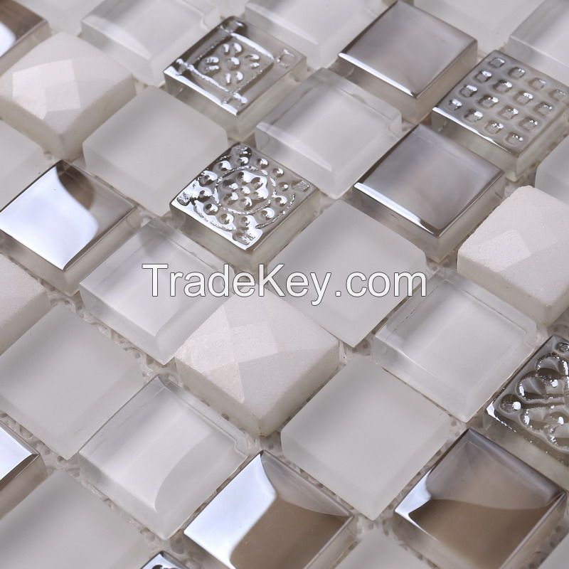 Stone Mix Glass Mosaic Long Strip New Design PFHKS36