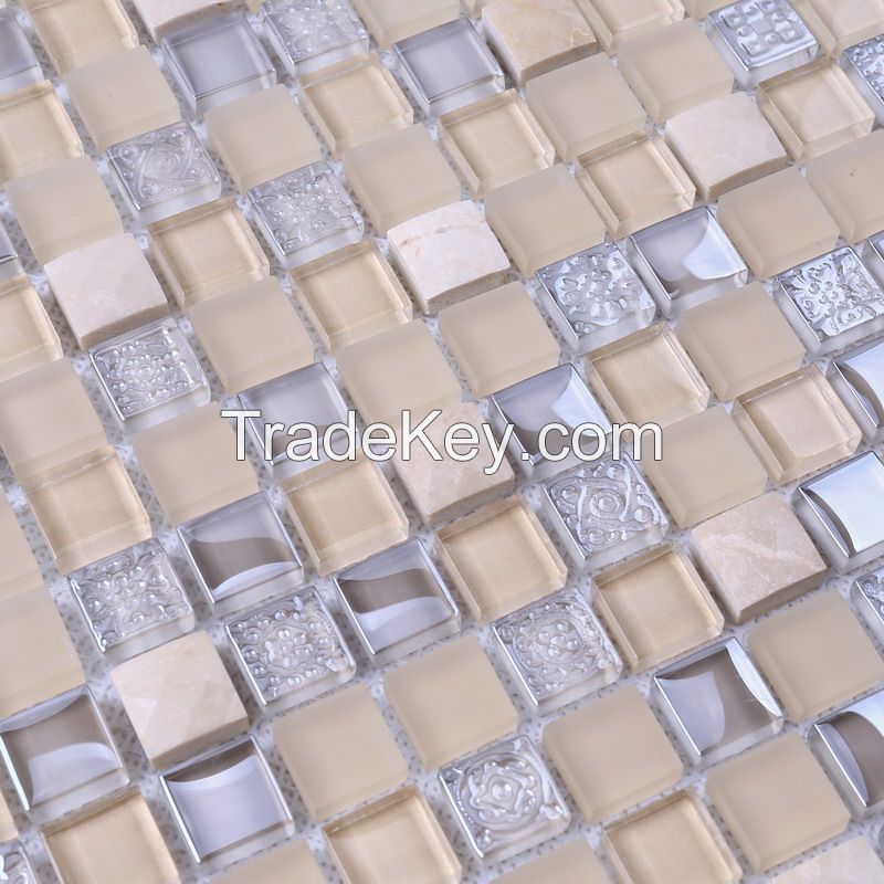Stone Mix Glass Mosaic Long Strip New Design PFHK63