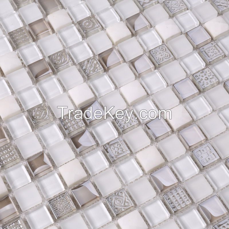 Stone Mix Glass Mosaic Long Strip New Design PFHK61