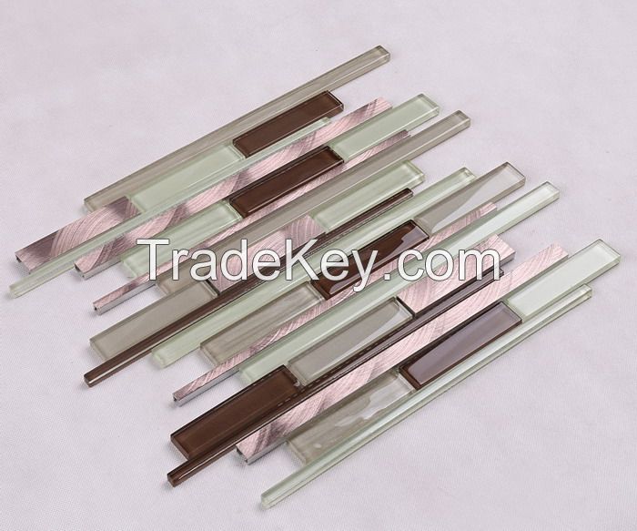 Metel Mix Glass Mosaic Long Strip New Design PFHSD117