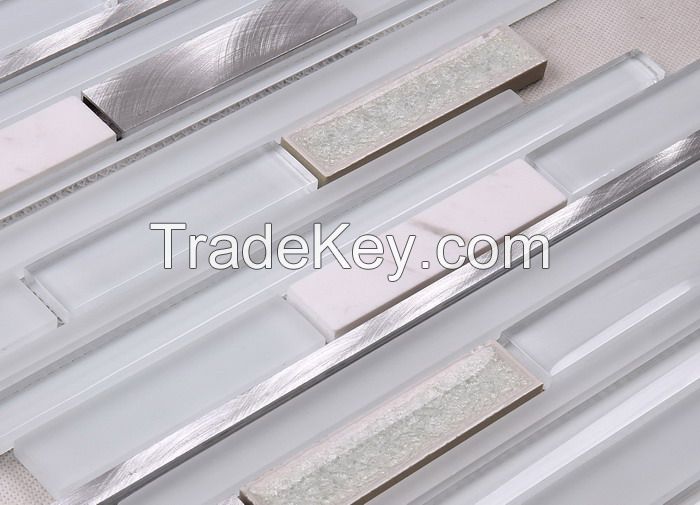 Metel Mix Glass Mosaic Long Strip New Design PFHSD120