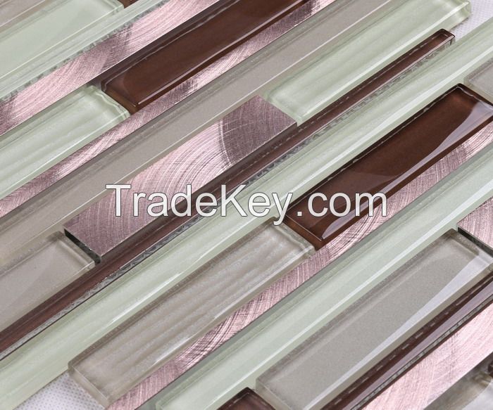 Metel Mix Glass Mosaic Long Strip New Design PFHSD117