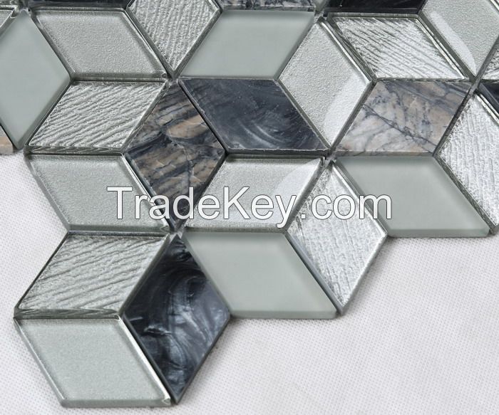 Stone and Metel Mix Glass Mosaic Hexagon New Design PFHSL24