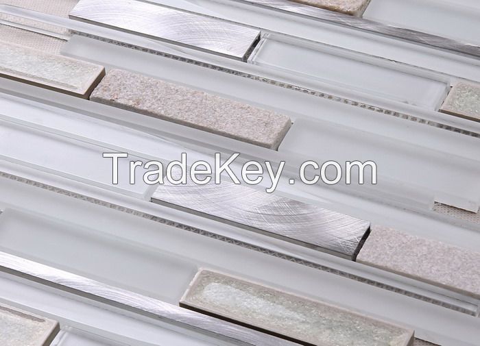 Metel Mix Glass Mosaic Long Strip New Design PFHSD124