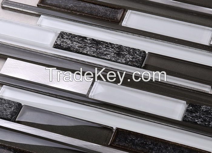 Metel Mix Glass Mosaic Long Strip New Design PFHSD122