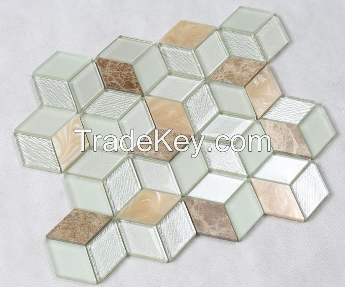 Stone Mix Glass Mosaic Hexagon New Design PFHSL22