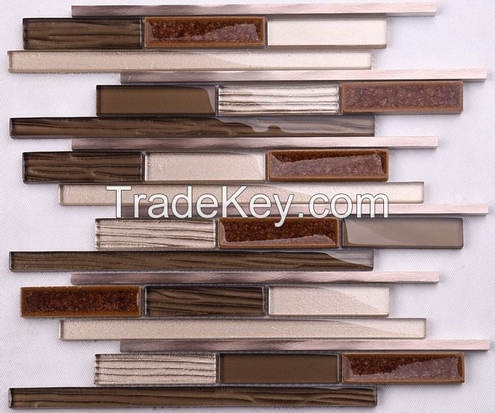 Metel Mix Glass Mosaic Long Strip New Design PFHSD115