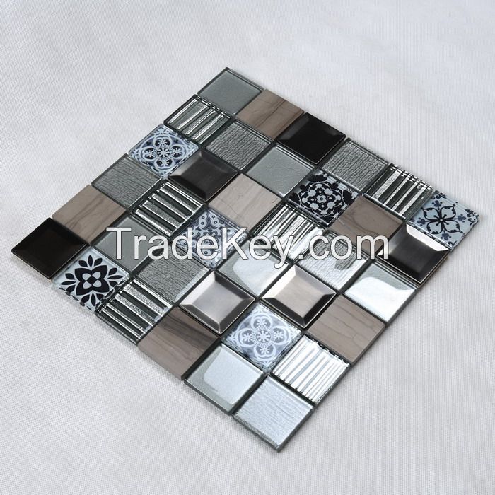 Stone and Metal Mix Glass Mosaic Special Design PFHSY05