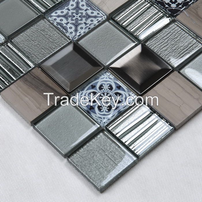 Stone and Metal Mix Glass Mosaic Special Design PFHSY05