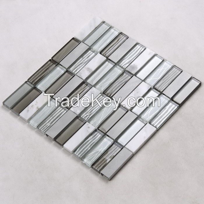 Marble and Metal Mix Glass Mosaic Special Design PFHYC16