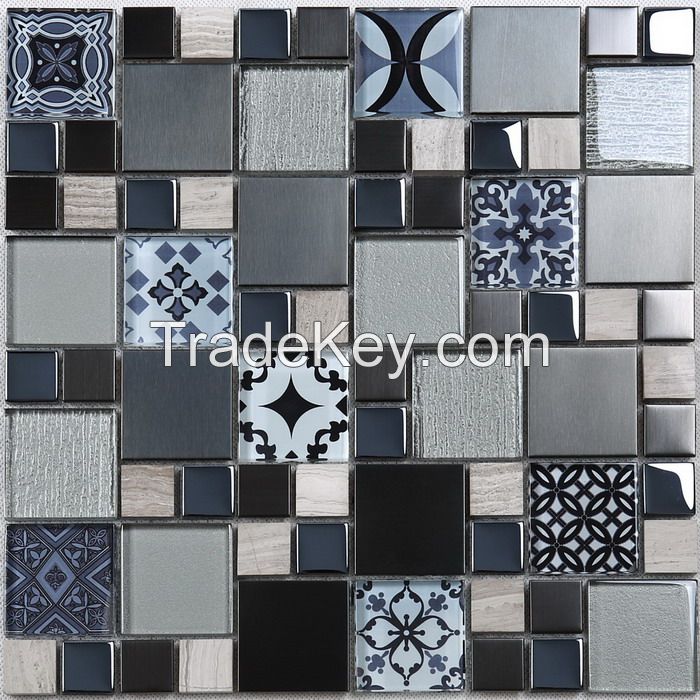 Stone and Metal Mix Glass Mosaic Special Design PFHSY03