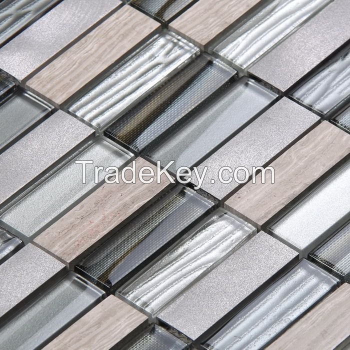 Stone and Metal Mix Glass Mosaic Special Design PFHYC15
