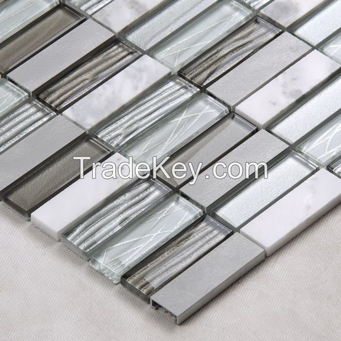 Marble and Metal Mix Glass Mosaic Special Design PFHYC16