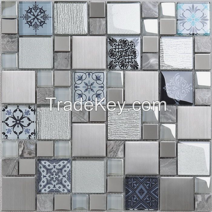 Stone and Metal Mix Glass Mosaic Special Design PFHSY04