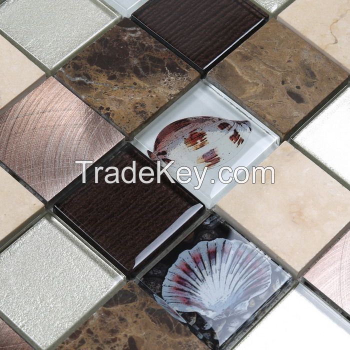Stone and Metal Mix Glass Mosaic Special Design PFHSY07