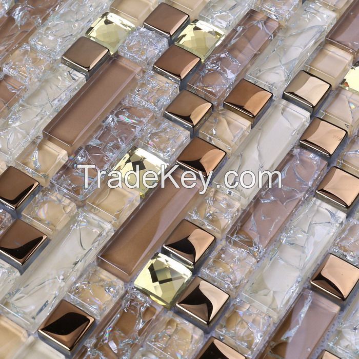 Stone and Metal Mix Glass Mosaic Special Design PFHY06