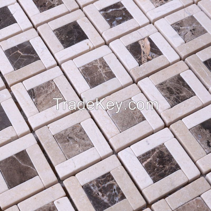 stone mosaic , beige marble tile mosaic ancient look