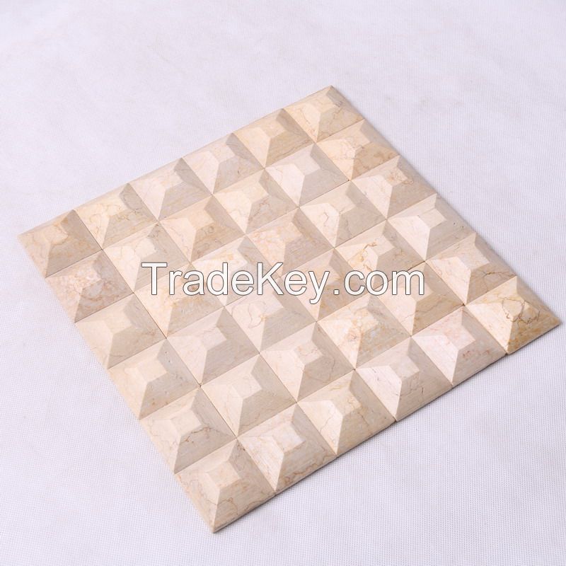 stone mosaic ,3D beige marble tile mosaic