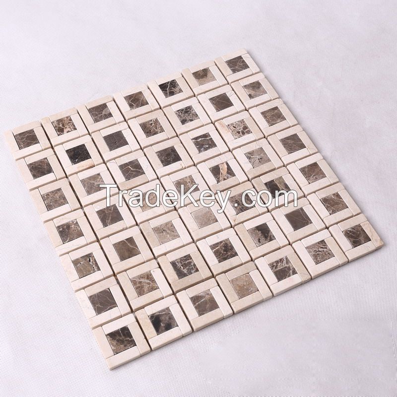 stone mosaic , beige marble tile mosaic ancient look