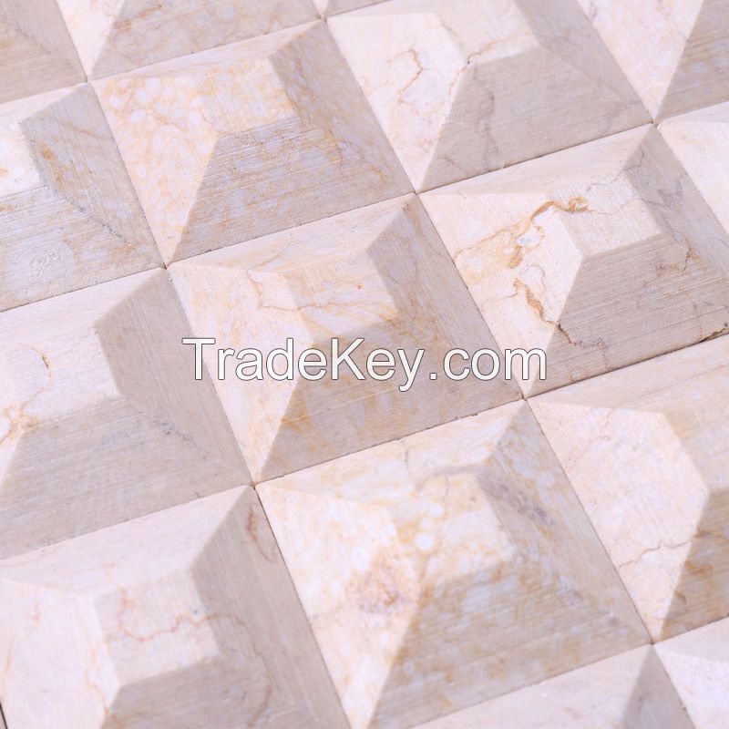 stone mosaic ,3D beige marble tile mosaic