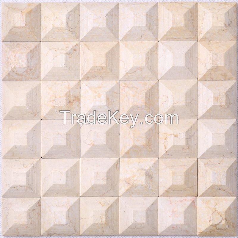 stone mosaic ,3D beige marble tile mosaic