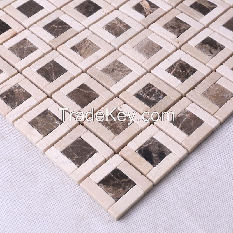 stone mosaic , beige marble tile mosaic ancient look