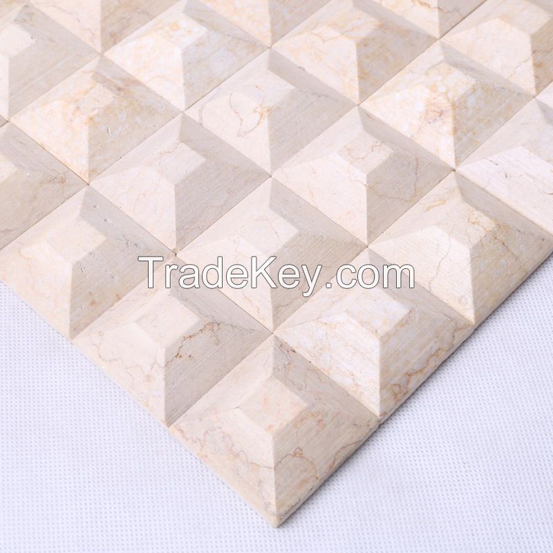 stone mosaic ,3D beige marble tile mosaic