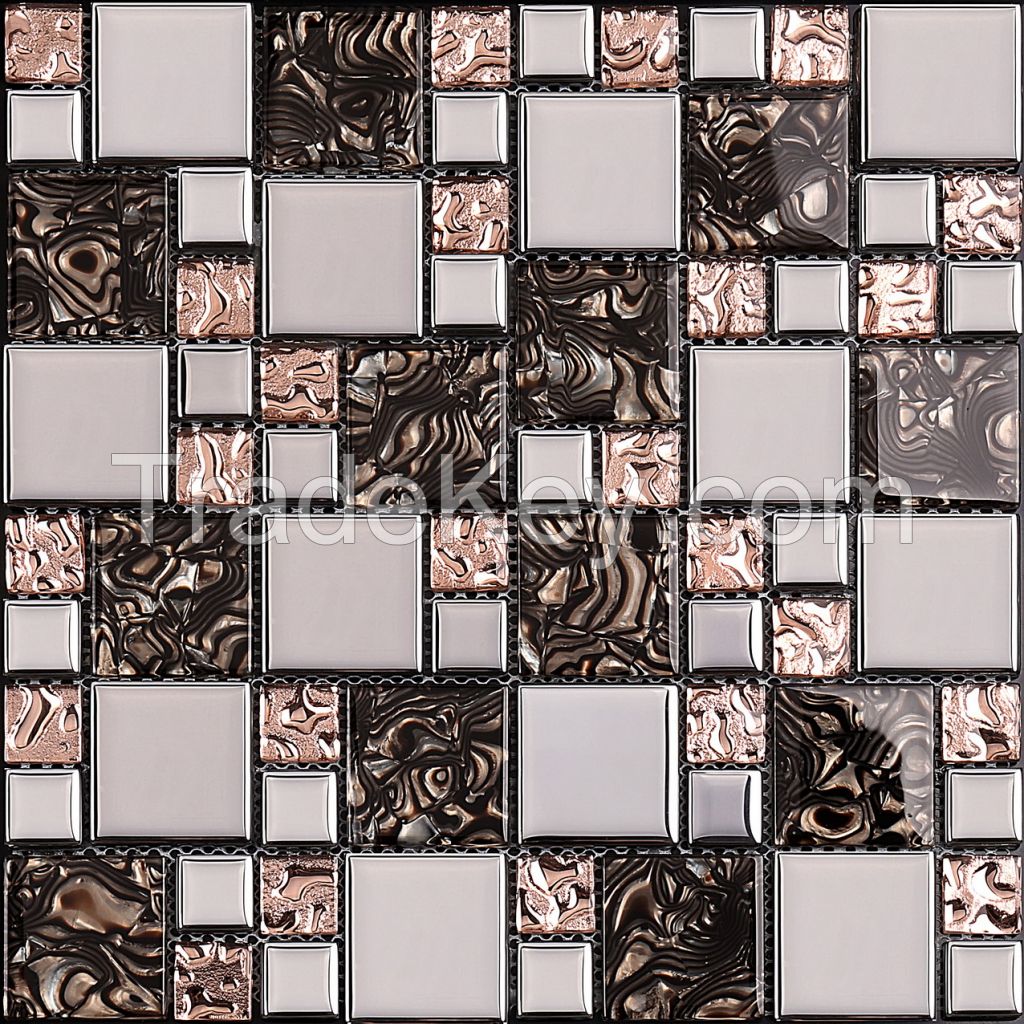 Gold Foil  mosaic ,Gold chips mixed, metal tile , glass mosaic